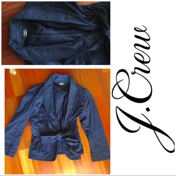 J. Crew Jackets & Blazers - J crew navy tie front crop jacket like new